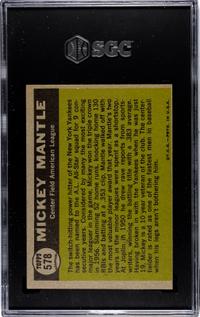 A Complete Set Of 1961 Topps Baseball Cards (587/587) including SGC Graded Mickey Mantle Cards