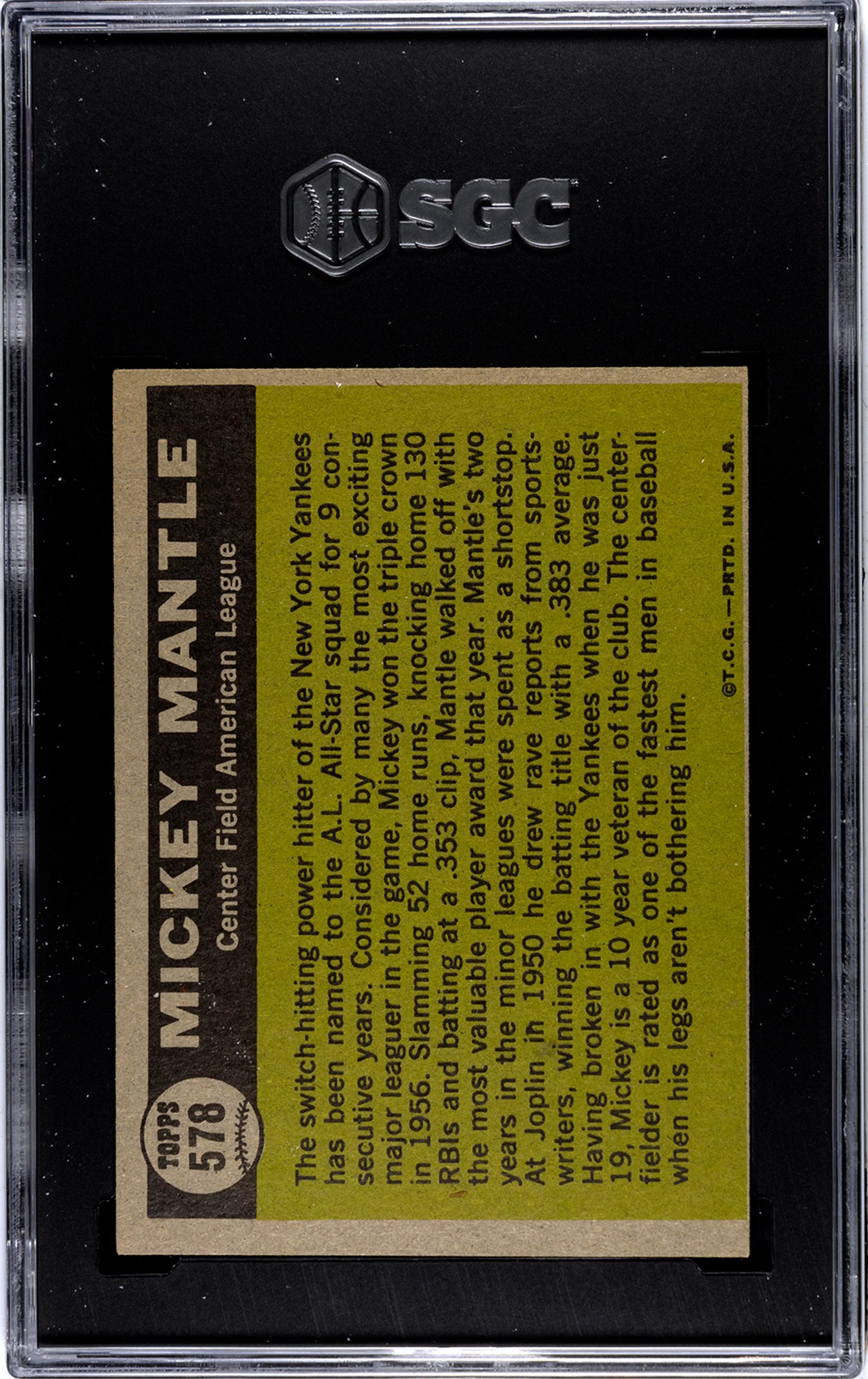 A Complete Set Of 1961 Topps Baseball Cards (587/587) including SGC Graded Mickey Mantle Cards