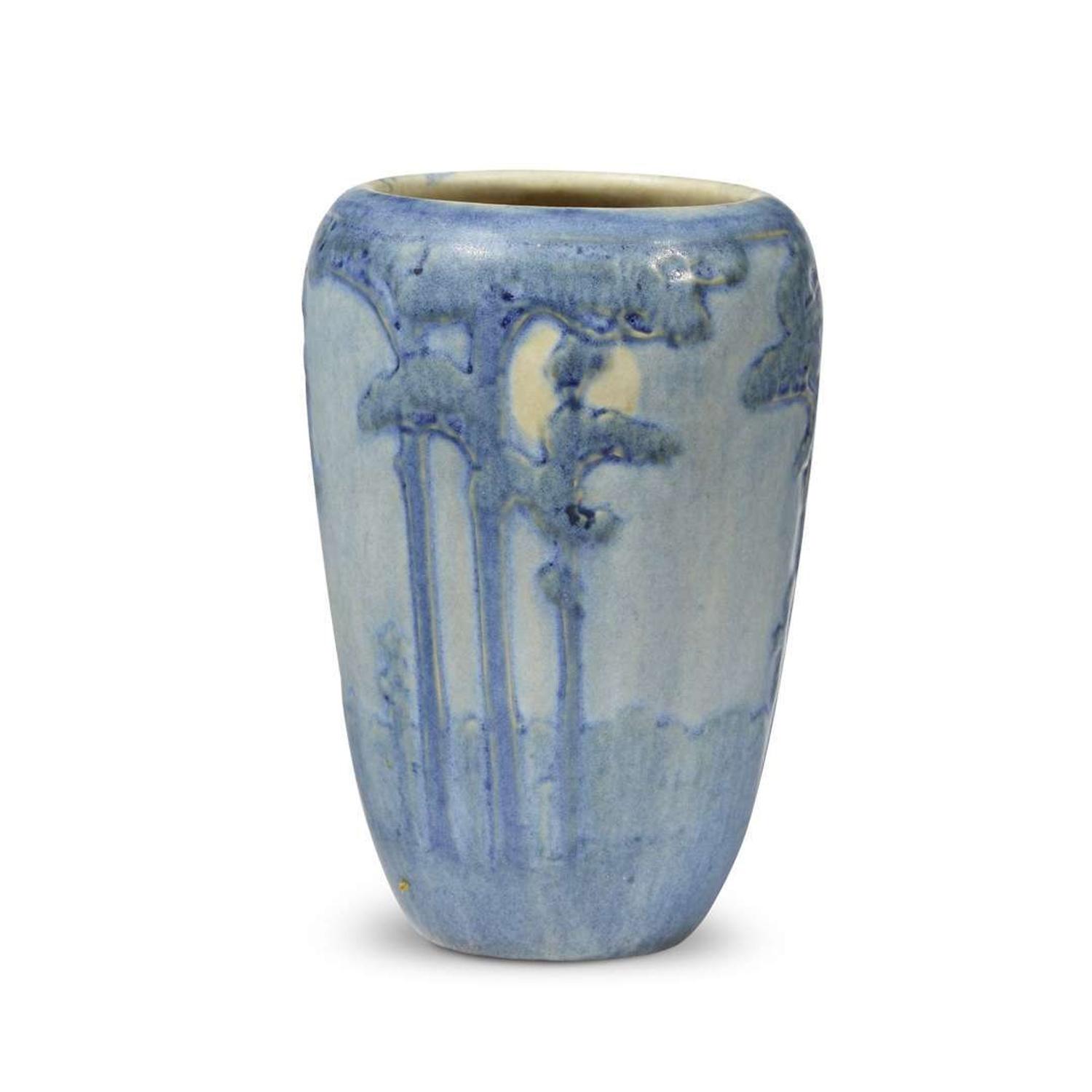 Anna Frances Simpson for Newcomb College Pottery scenic landscape vase, new orleans, louisiana, 1916