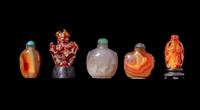Five Chinese Agate Snuff Bottles