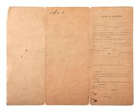 [CIVIL WAR]. Discharge document for John R. Hartman, 3rd Iowa Cavalry and 56th USCT, signed by General Cyrus BUSSEY. Helena, AK, 14 August 1864.