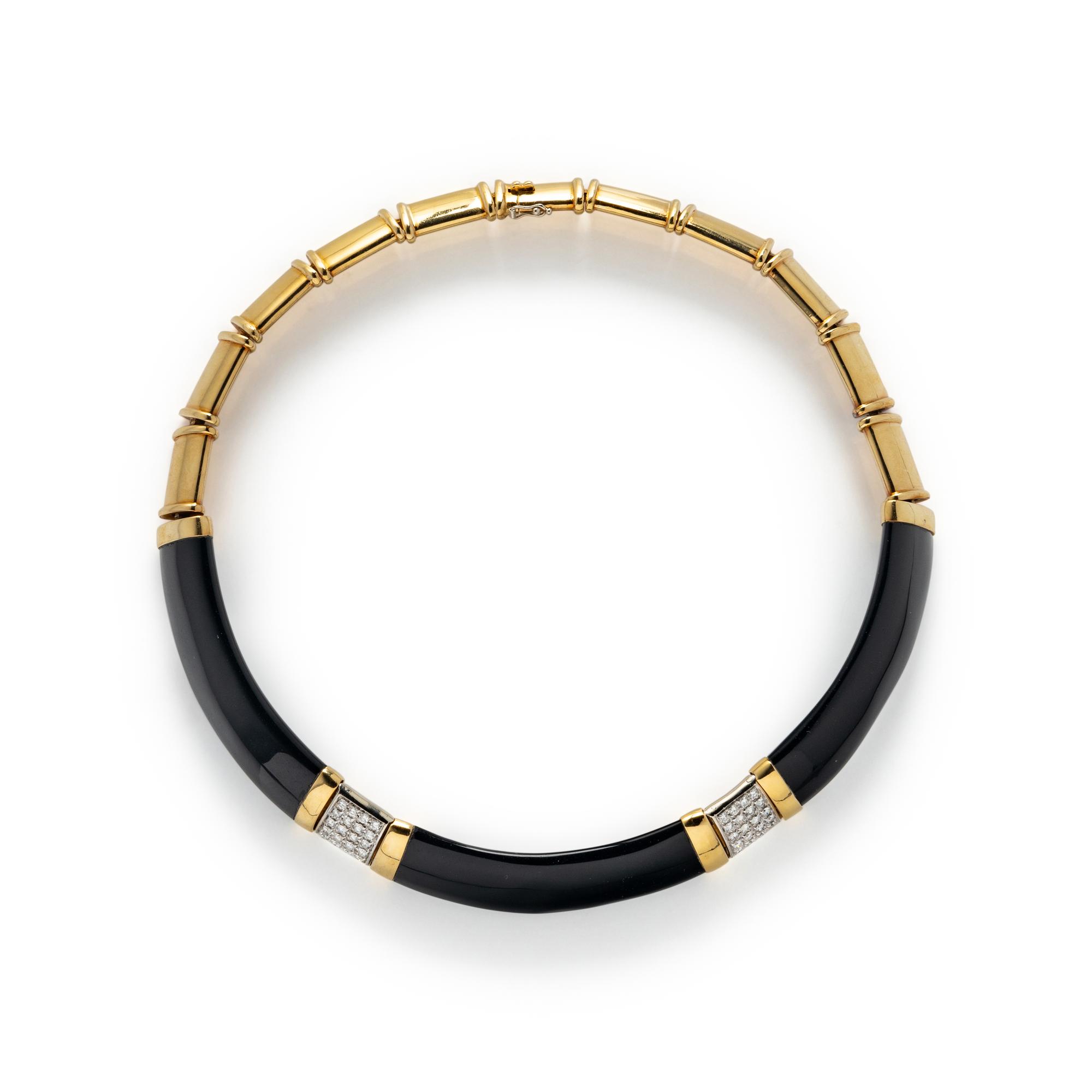 CARDI MILANO, YELLOW GOLD, ONYX, AND DIAMOND JEWELRY SET
