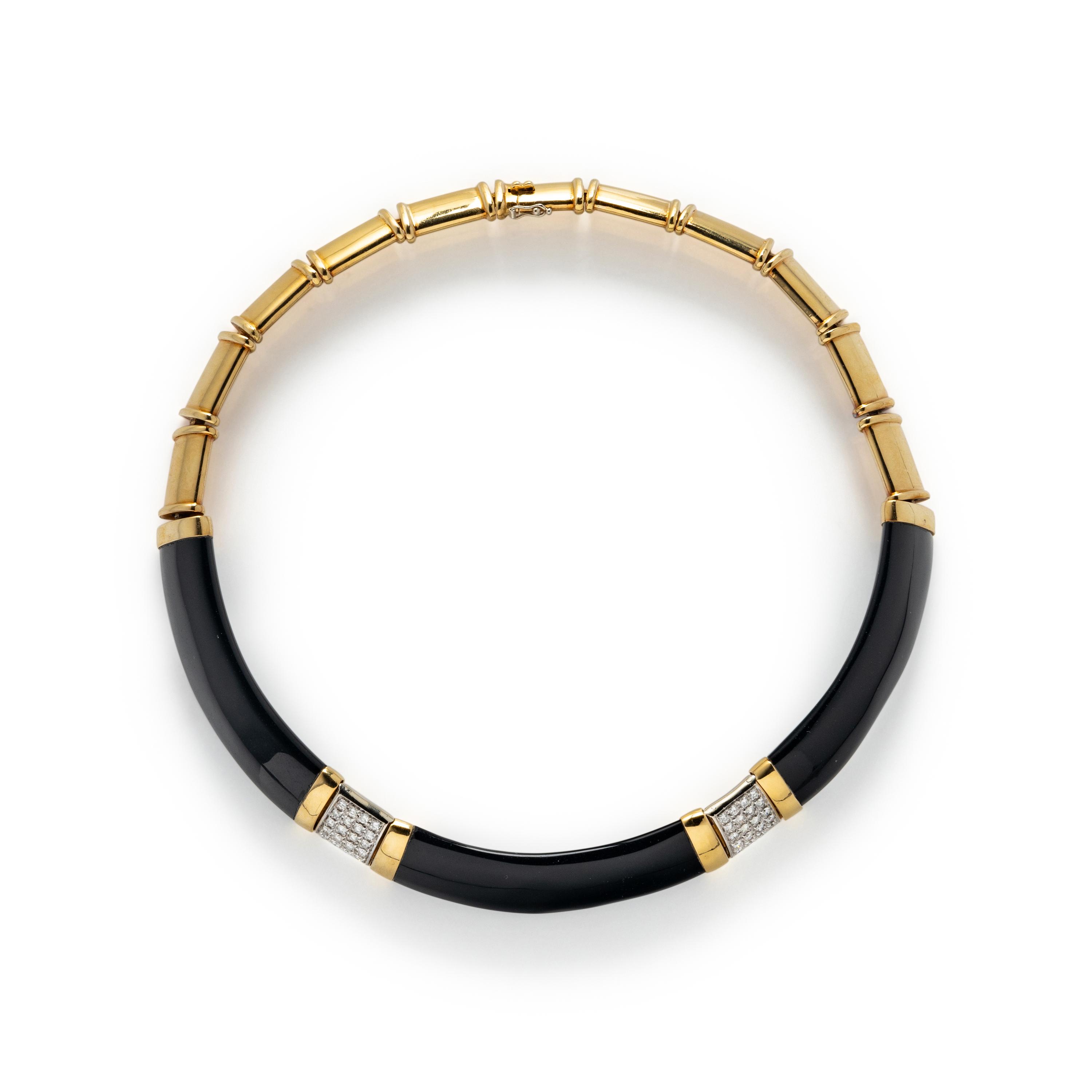 CARDI MILANO, YELLOW GOLD, ONYX, AND DIAMOND JEWELRY SET