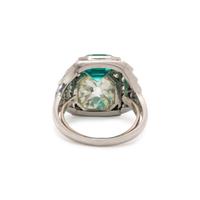 ART DECO, EMERALD AND DIAMOND SCULPTURAL 'TOI ET MOI' RING