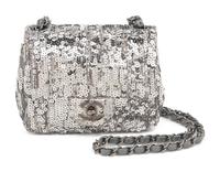 Chanel Silver Sequin Mini Flap Bag, 2020