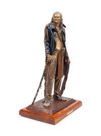 Retired with Honors , edition 39/50, circa 1990, pigmented bronze on wood base
