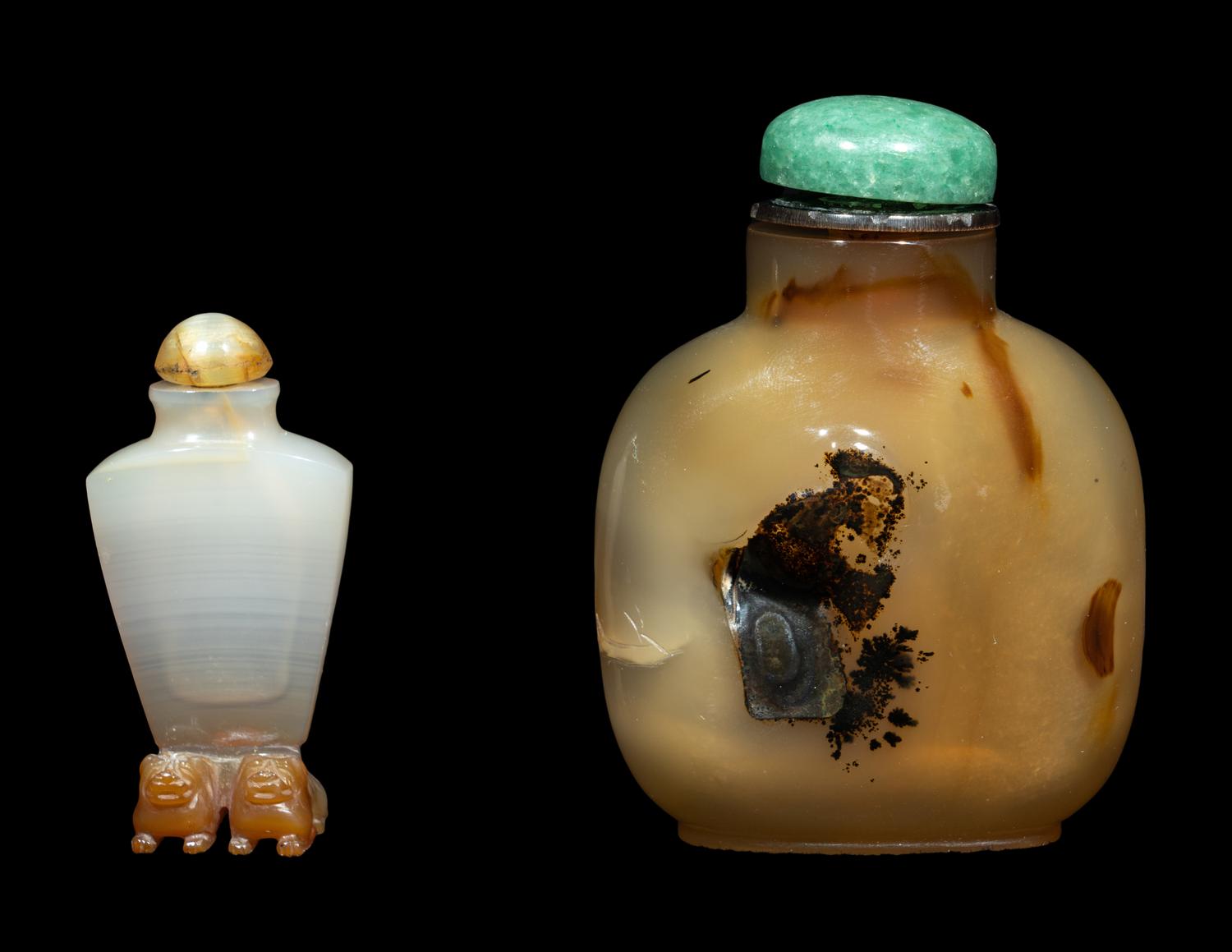 Two Chinese Agate Snuff Bottles