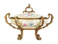 A Gilt Metal Mounted Sèvres Style Porcelain Table Casket