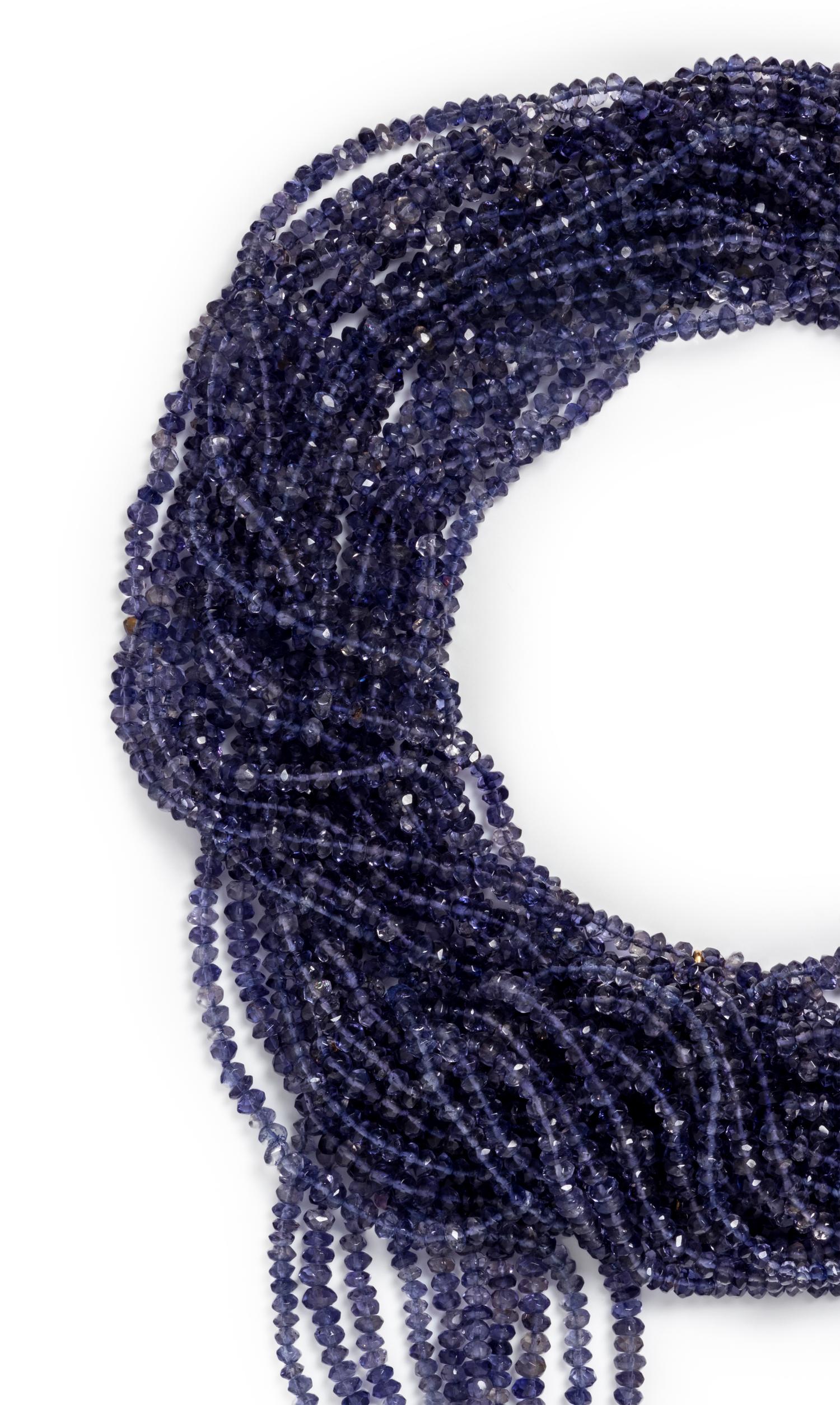 IOLITE BEAD SCARF STYLE NECKLACE