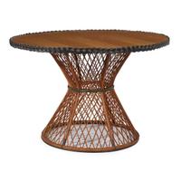 A polychrome painted rattan and oak center table american, circa 1900