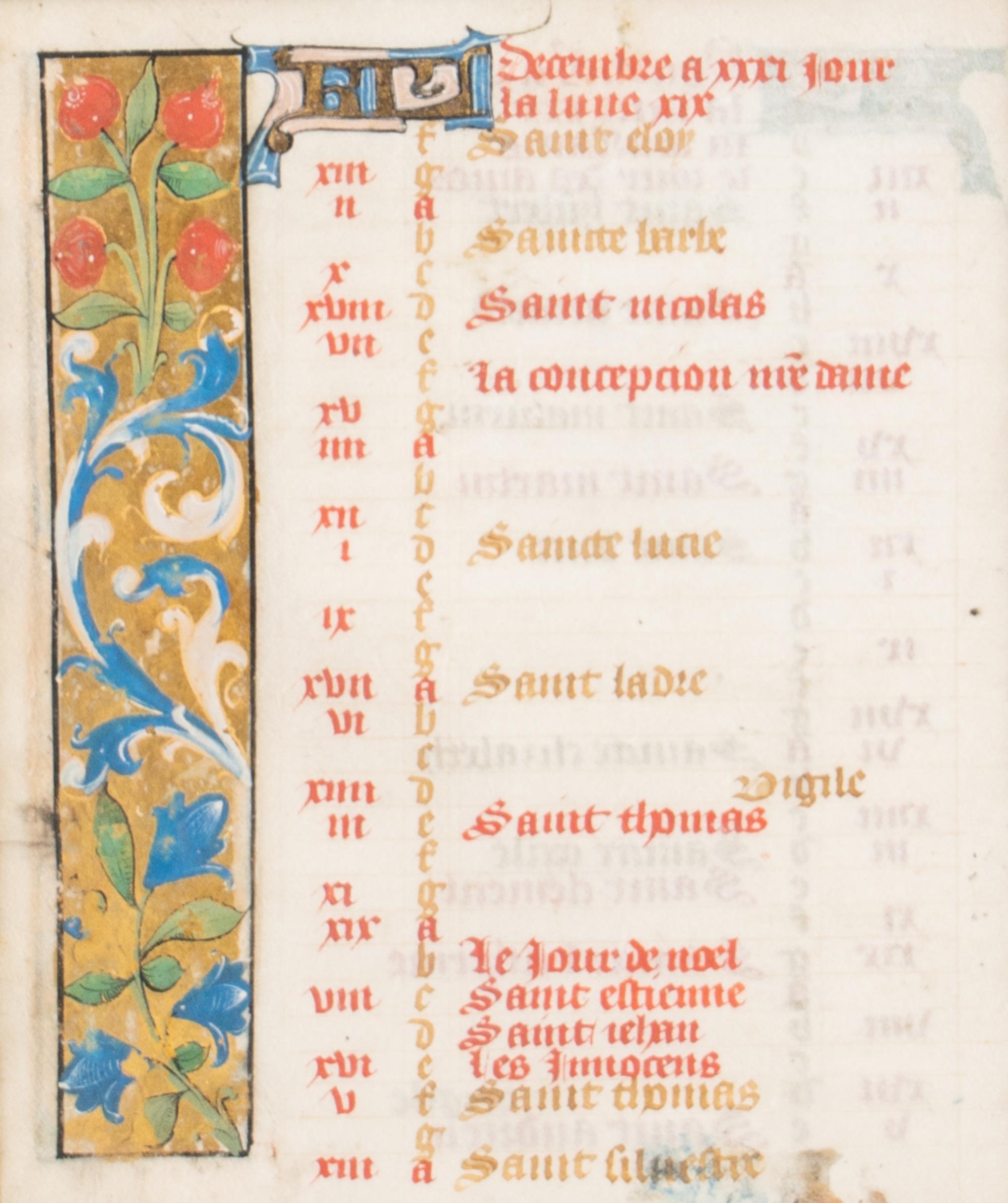 A leaf from a Book of Hours, in Latin, illuminated manuscript on parchment [ Northern France, c. 1460-1480].