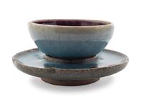 A Chinese Jun- Type Stoneware Cup and Stand