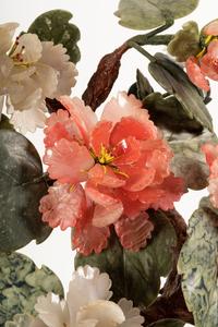APPROVED FOR DONATION - A Chinese Carved Hardstone Tree with White and Pink Peony Blossoms
