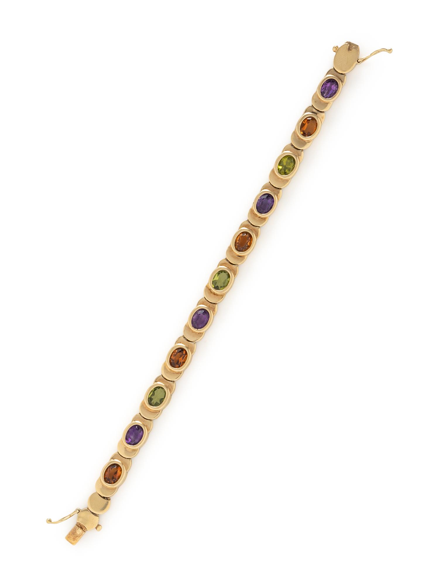 YELLOW GOLD AND MULTIGEM BRACELET