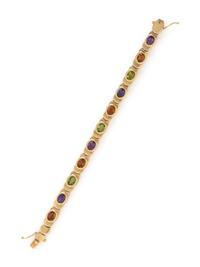 YELLOW GOLD AND MULTIGEM BRACELET