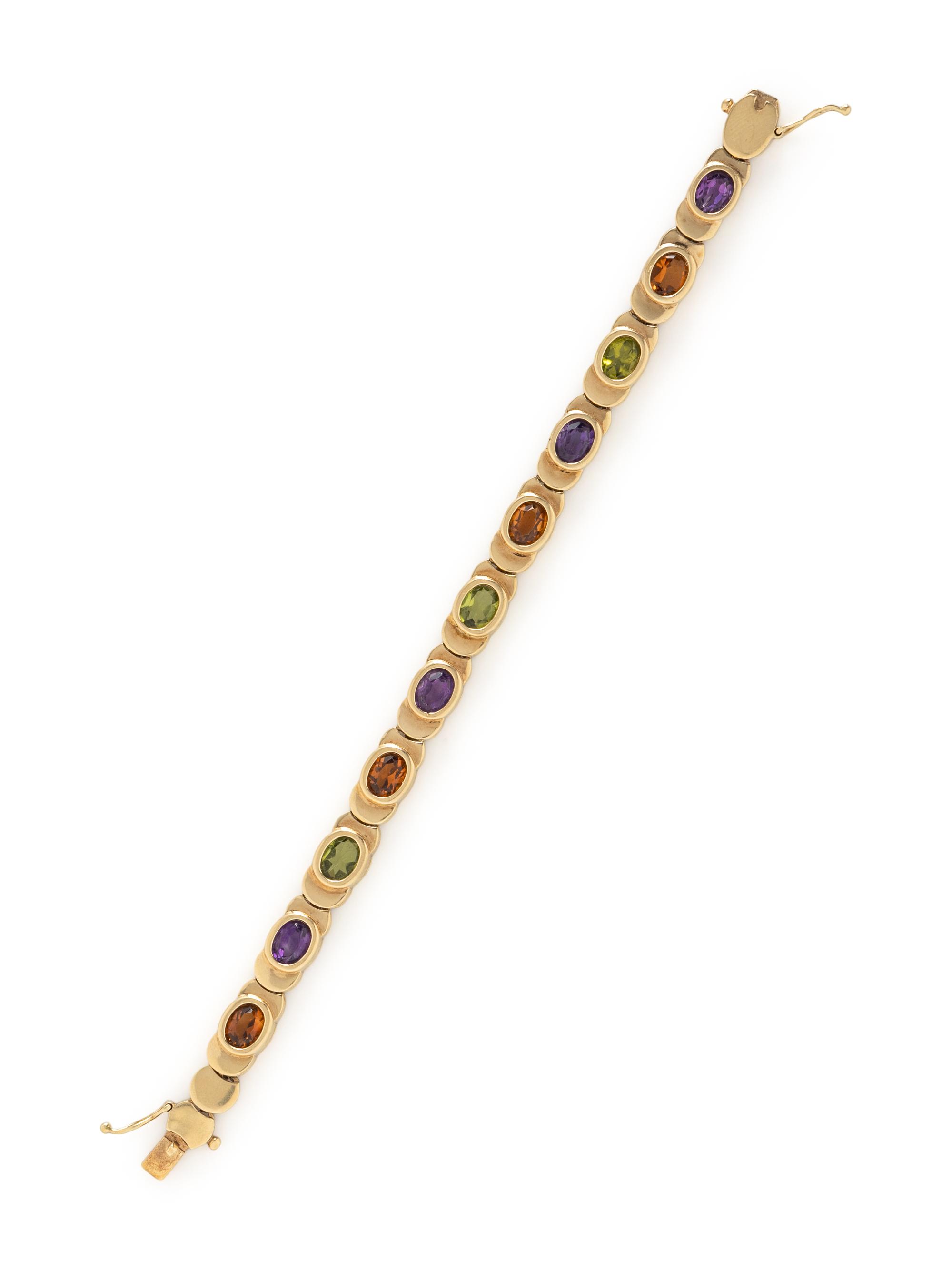 YELLOW GOLD AND MULTIGEM BRACELET