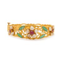 HIGH KARAT GOLD AND MULTIGEM BANGLE BRACELET