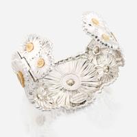 A Buccellati Sterling Silver, Vermeil, and Colored Diamond Cuff Bracelet Daisy