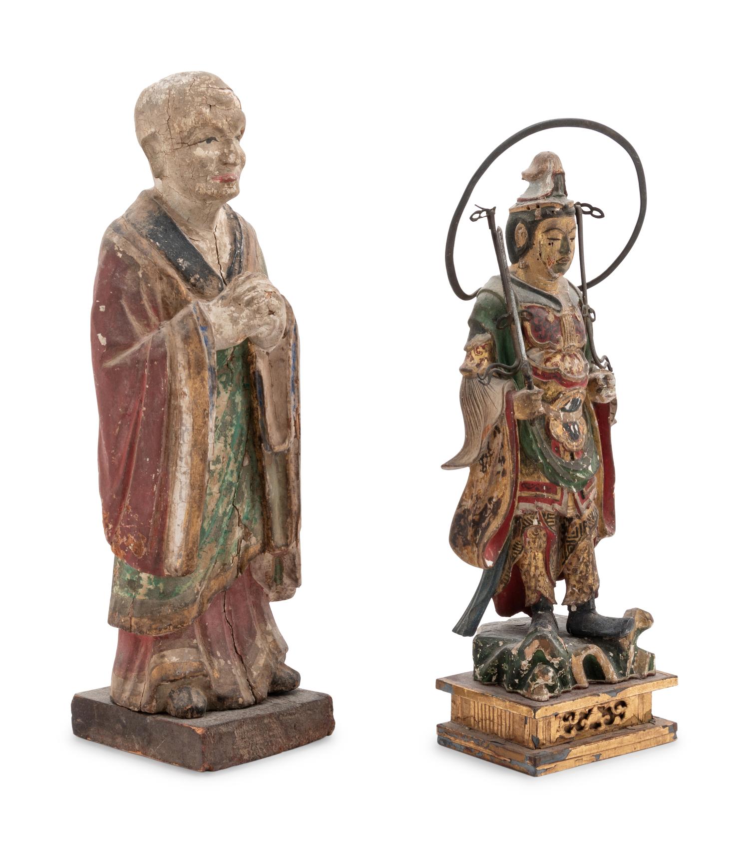 Two Polychrome Painted Wood Figures