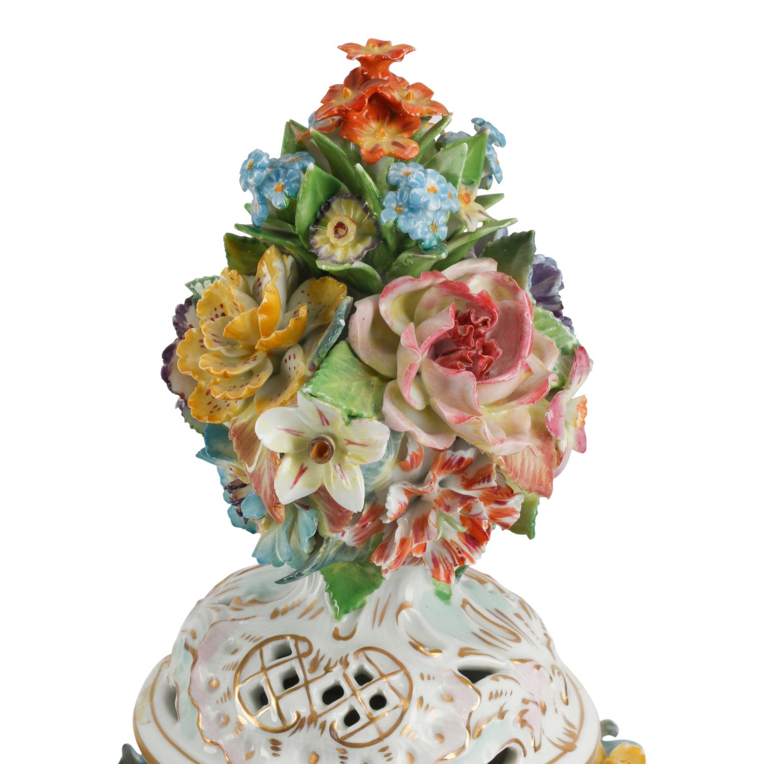 A Pair of Dresden Porcelain Urns and Covers