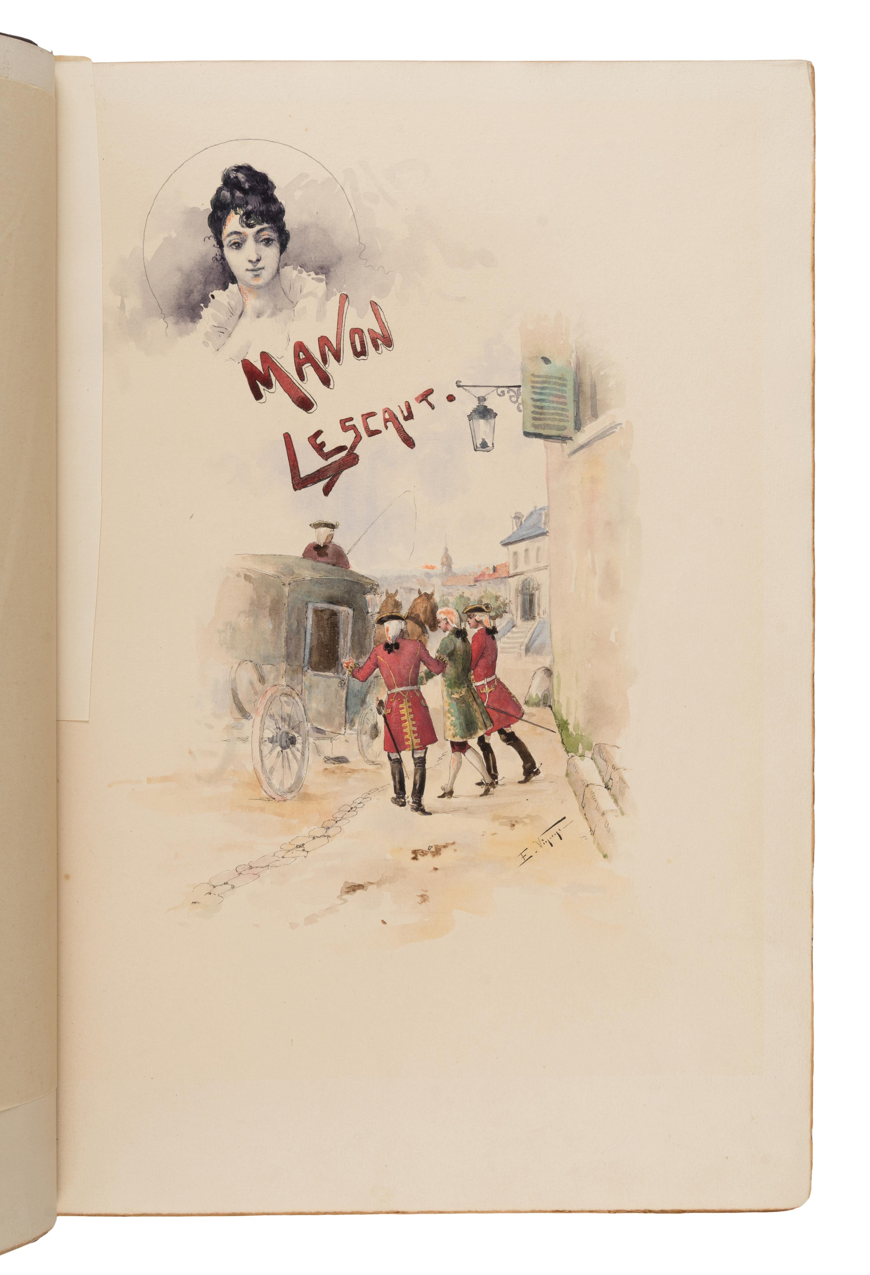 [Artist Book]. Morin, Louis (1855-1938), artist. -- Prevost, Antoine Francois, Abbe (1697-1763). Histoire de Manon Lescaut... Paris: 1889.