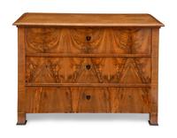 A Biedermeier Burl Walnut Commode