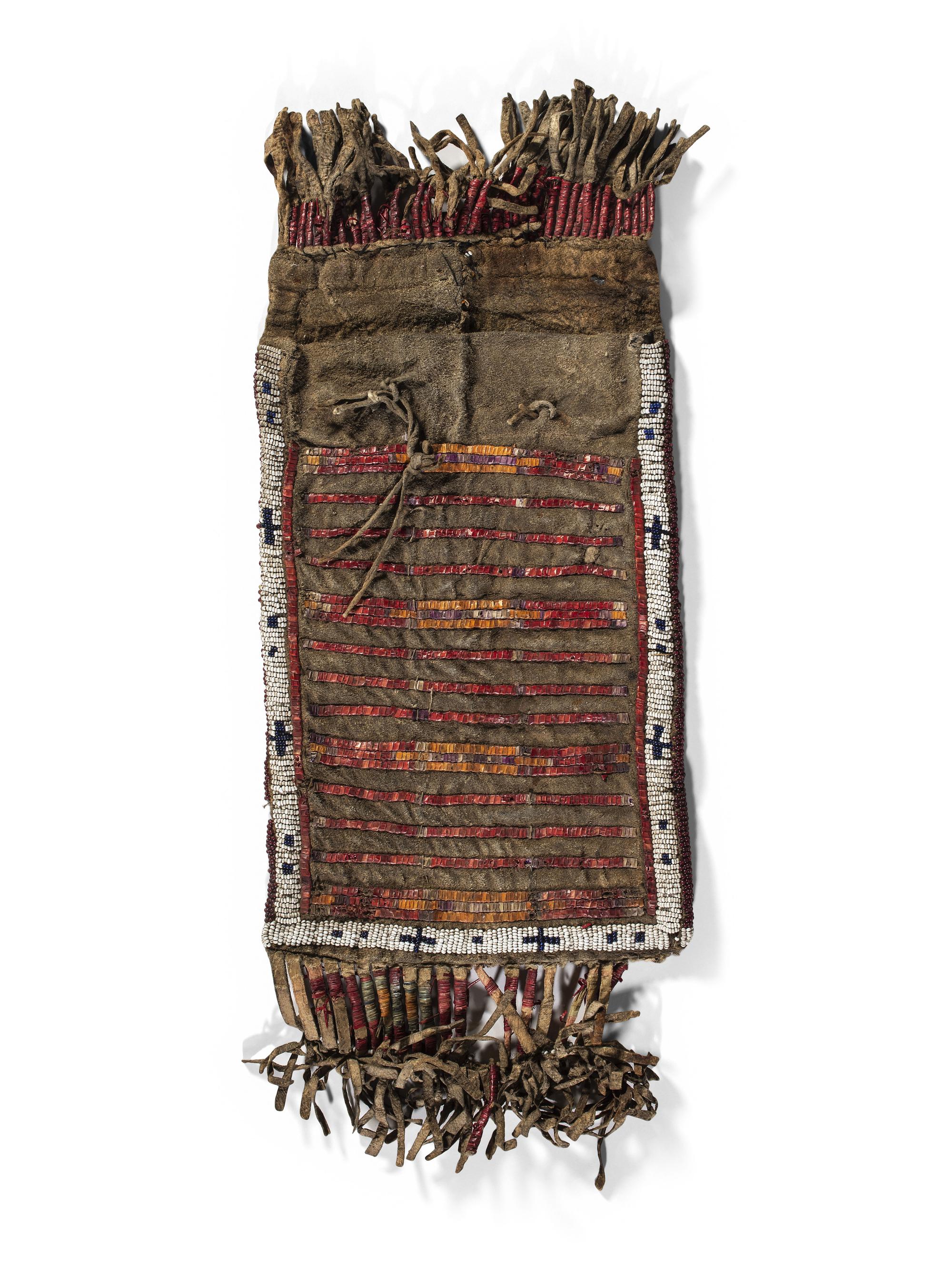 Sioux Quilled and Beaded Buffalo Hide Pouch