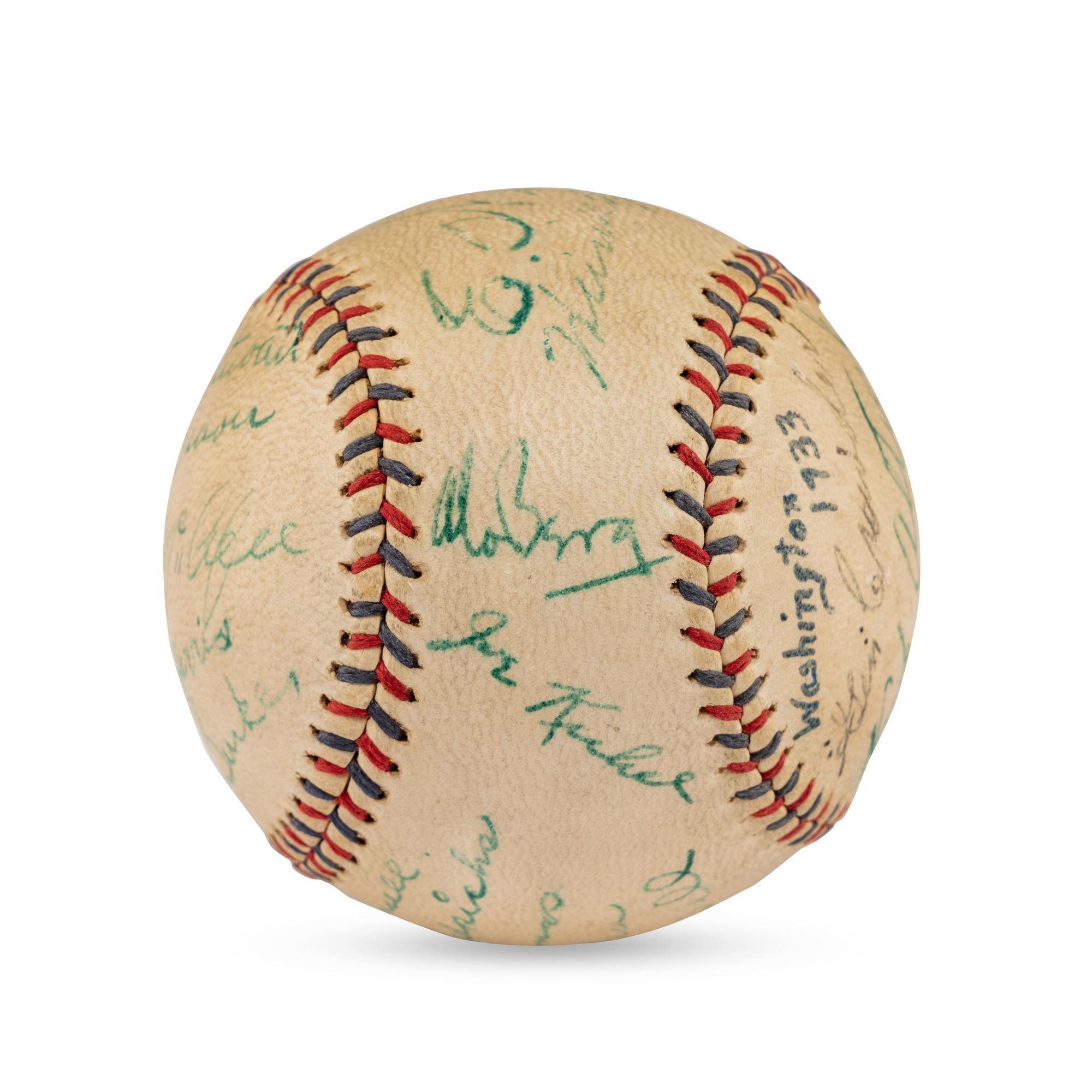 A 1933 Washington Senators Team Signed Autograph Baseball (Beckett Authentication Services Letter of Authenticity)