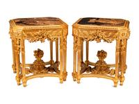 A Pair of Continental Giltwood and Chinese Lacquer Side Tables