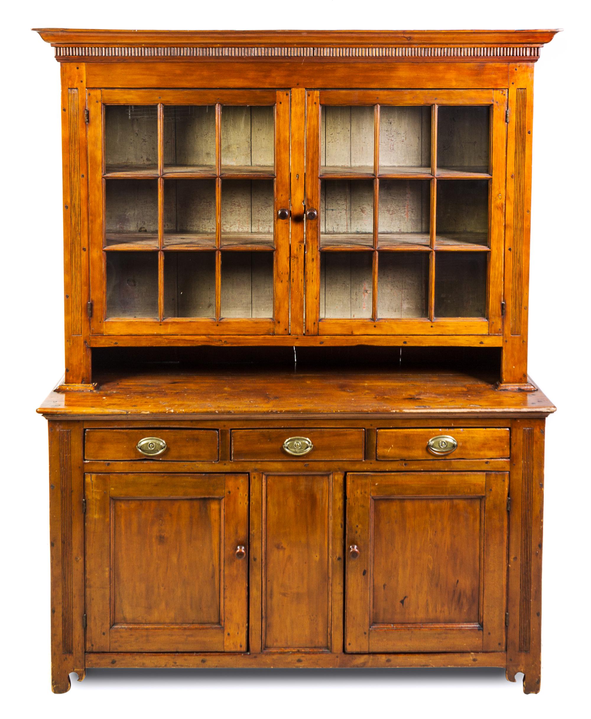 An American Maple Step Back Cupboard Height 83 x width 63 1/2 x depth 19 1/2 inches. — 19TH CENTURY