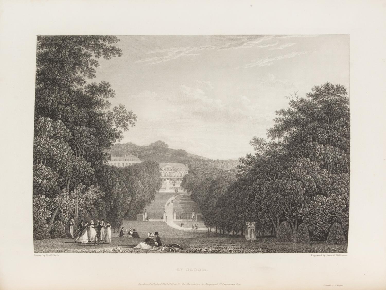 NASH, Frederick, John SCOTT, and P.B. de la BOISSIERE. Picturesque Views of the City of Paris and its Environs. London, 1823. 2 vols.