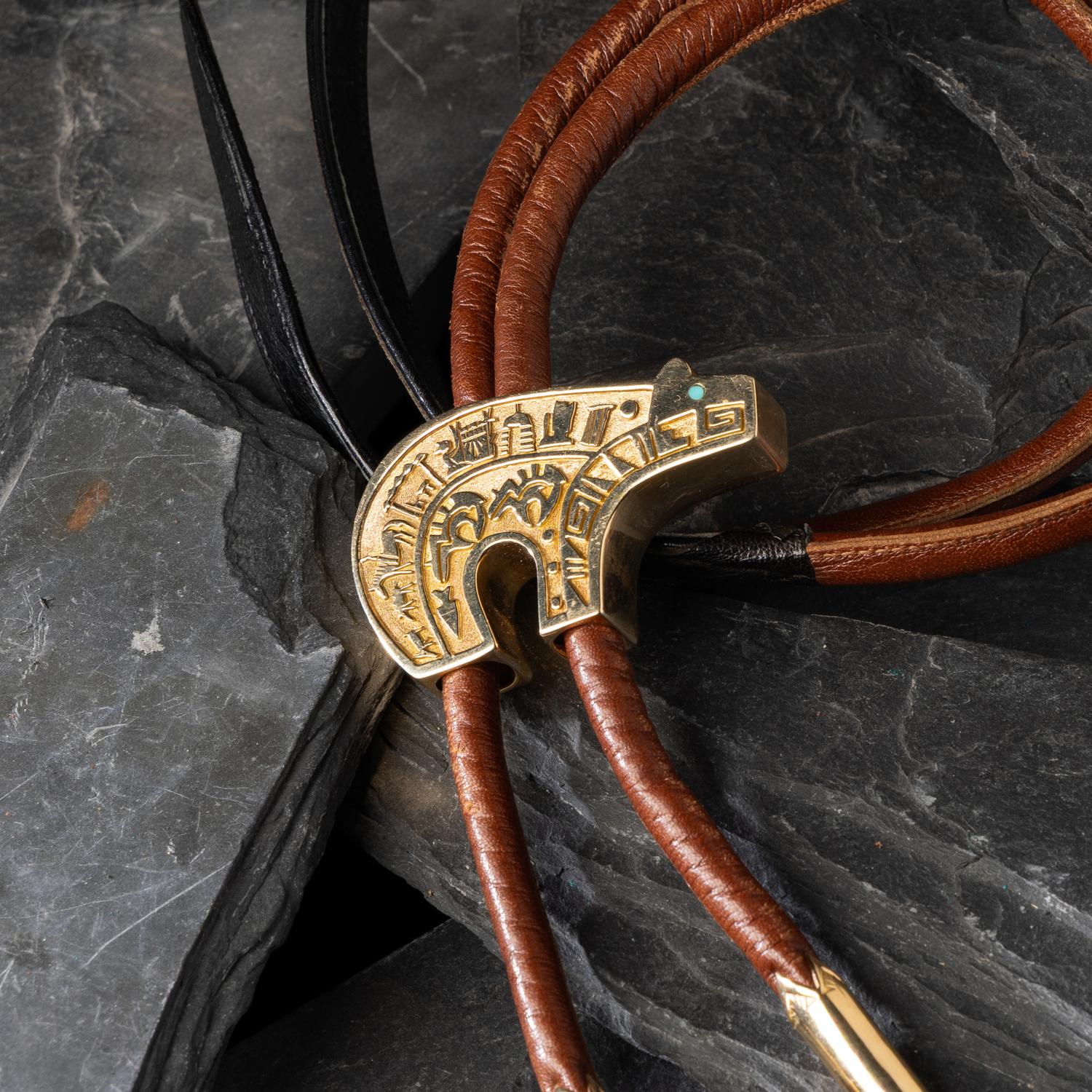 Herbert Taylor (Diné, 1951-1996) — 14K Gold Bear Bolo Tie