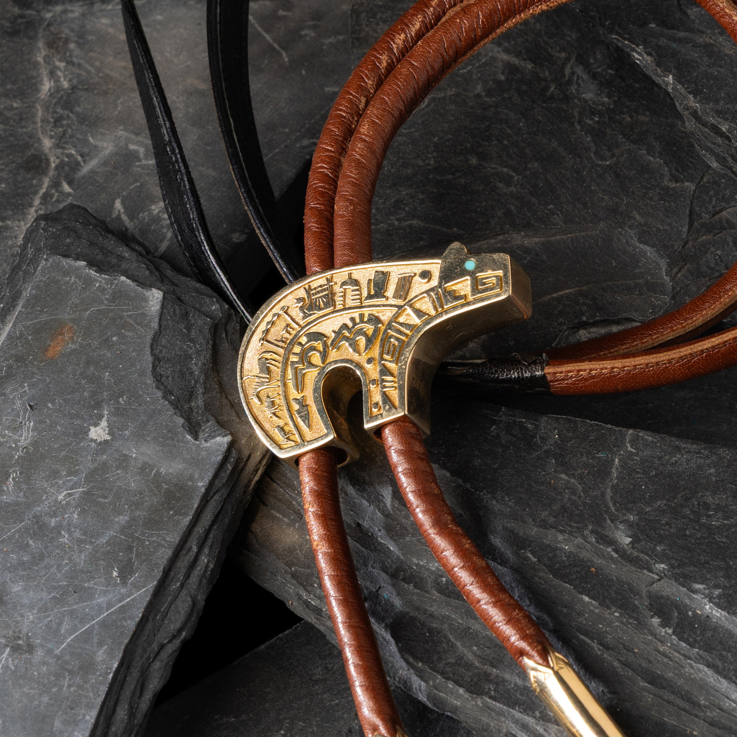 Herbert Taylor (Diné, 1951-1996) — 14K Gold Bear Bolo Tie