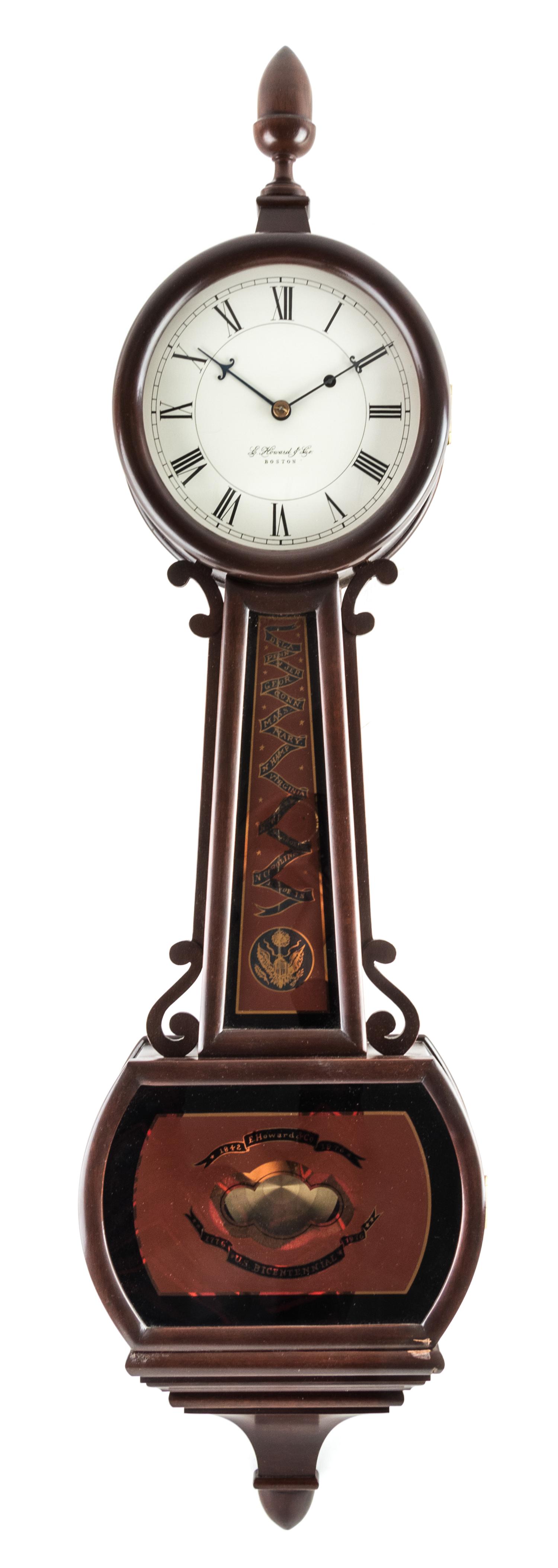 An American Mahogany Bicentennial Banjo Clock Height 41 1/2 inches. — E. HOWARD & CO., BOSTON, MASSACHUSETTS, LAST QUARTER 20TH CENTURY