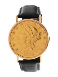 MATHEY TISSOT, 18K YELLOW GOLD COIN SURPRISE WRISTWATCH