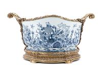A Louis XVI Style Gilt Bronze Mounted Blue and White Chinese Porcelain Jardiniere — 20TH CENTURY
