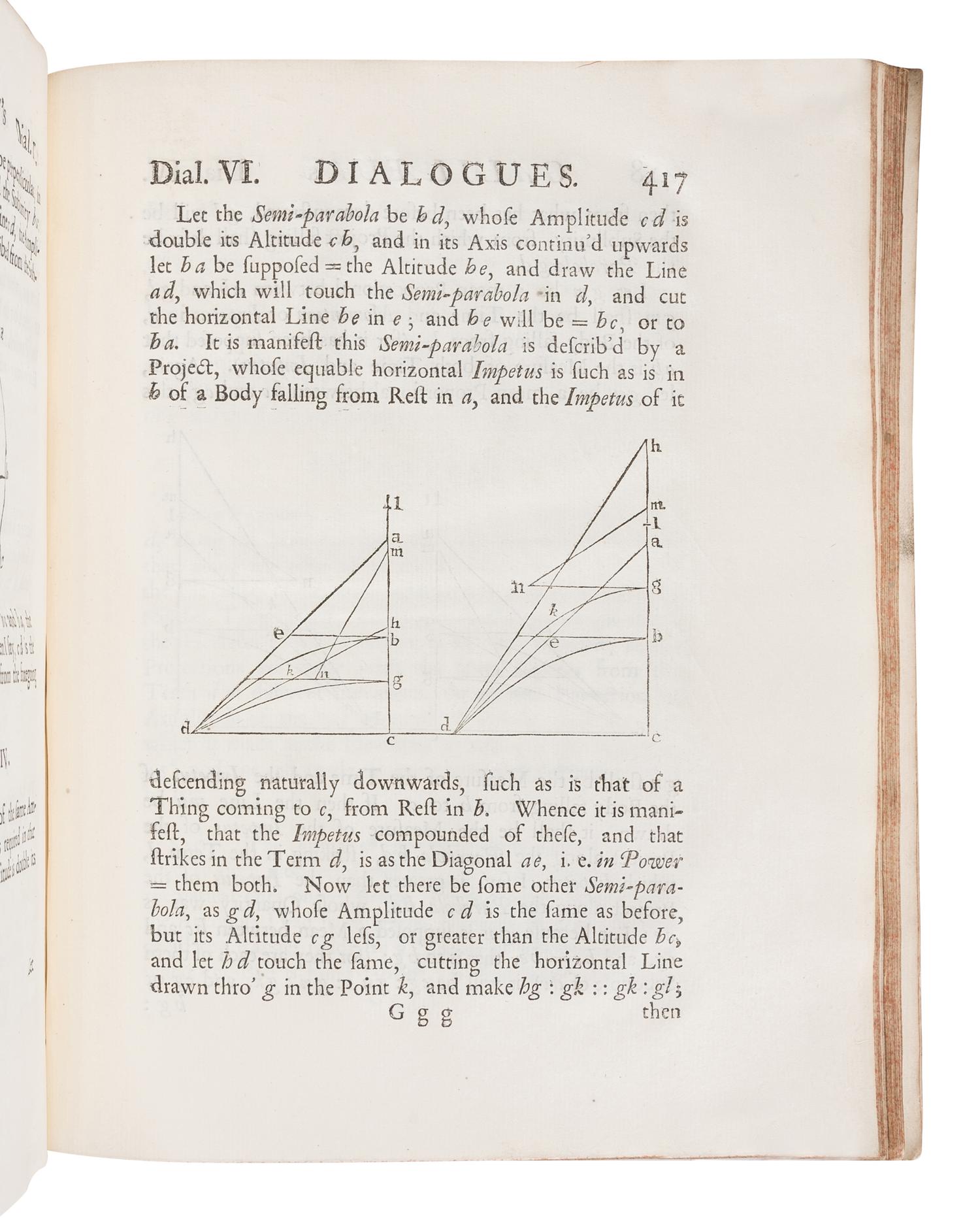 GALILEI, Galileo (1564-1642). Mathematical Discourses Concerning Two New Sciences relating to Mechanicks and Local Motion . London: Samuel Baker, 1734.