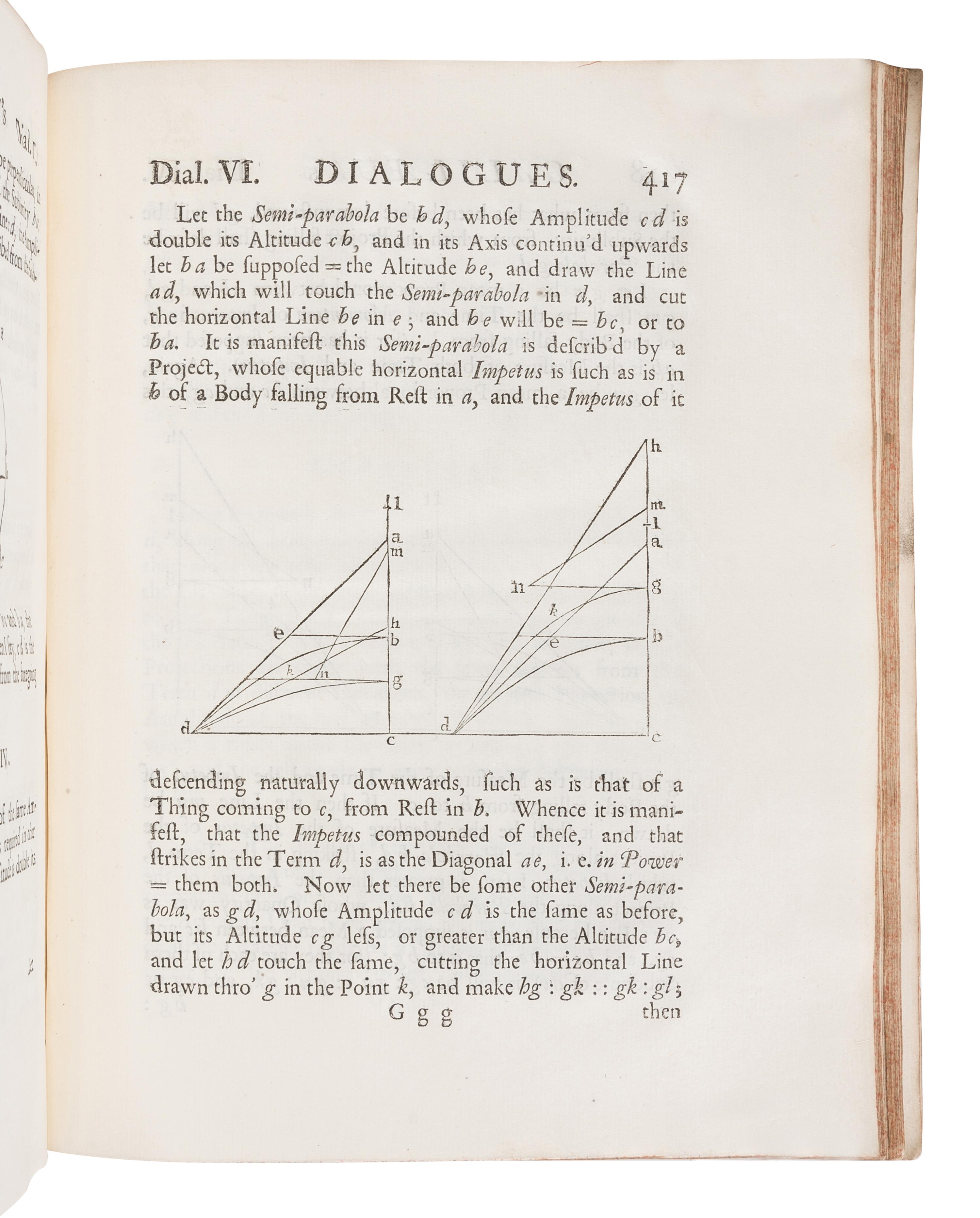 GALILEI, Galileo (1564-1642). Mathematical Discourses Concerning Two New Sciences relating to Mechanicks and Local Motion . London: Samuel Baker, 1734.