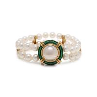 CULTURED PEARL AND ENAMEL BRACELET