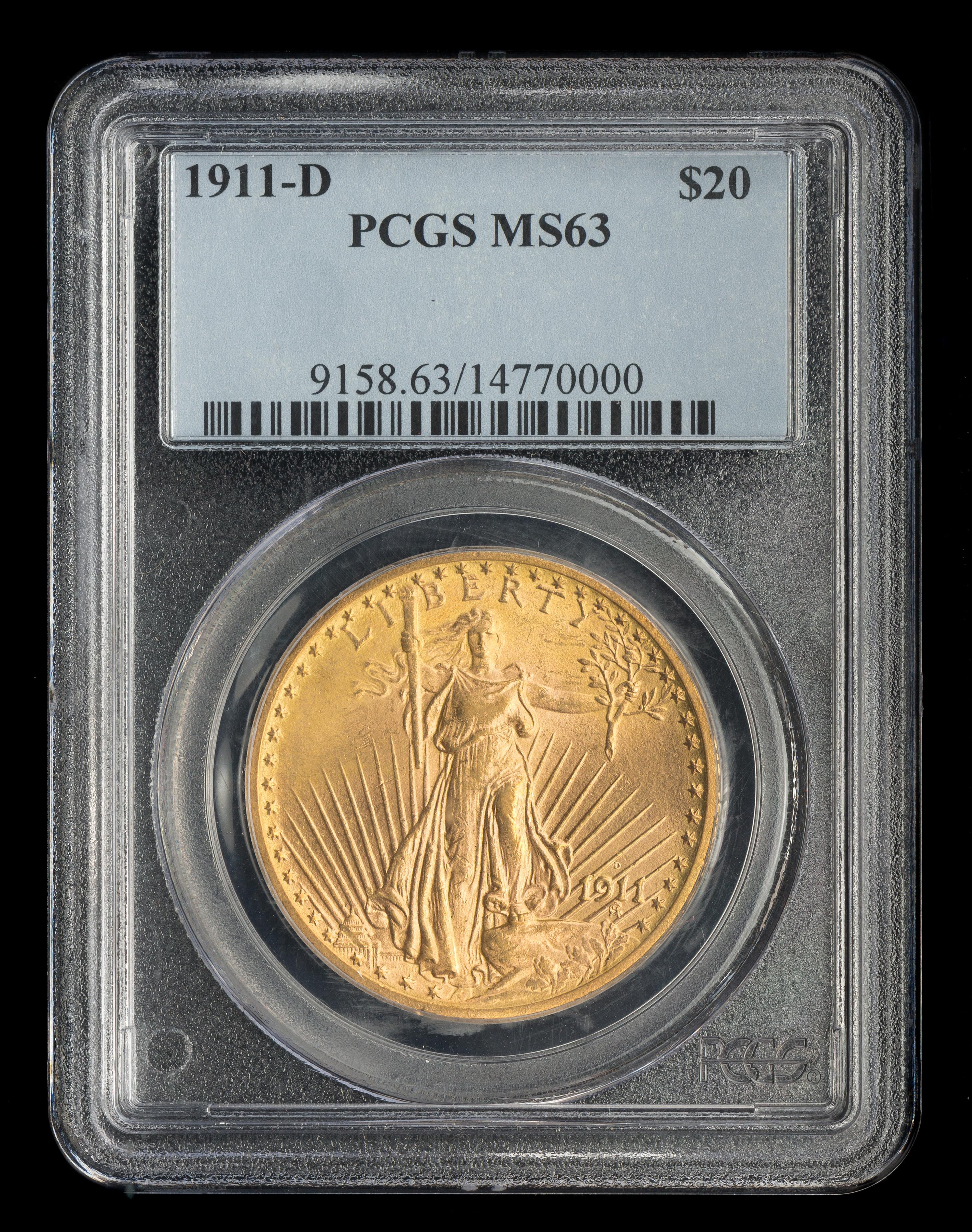 A United States 1911-D St. Gaudens $20 Gold Coin