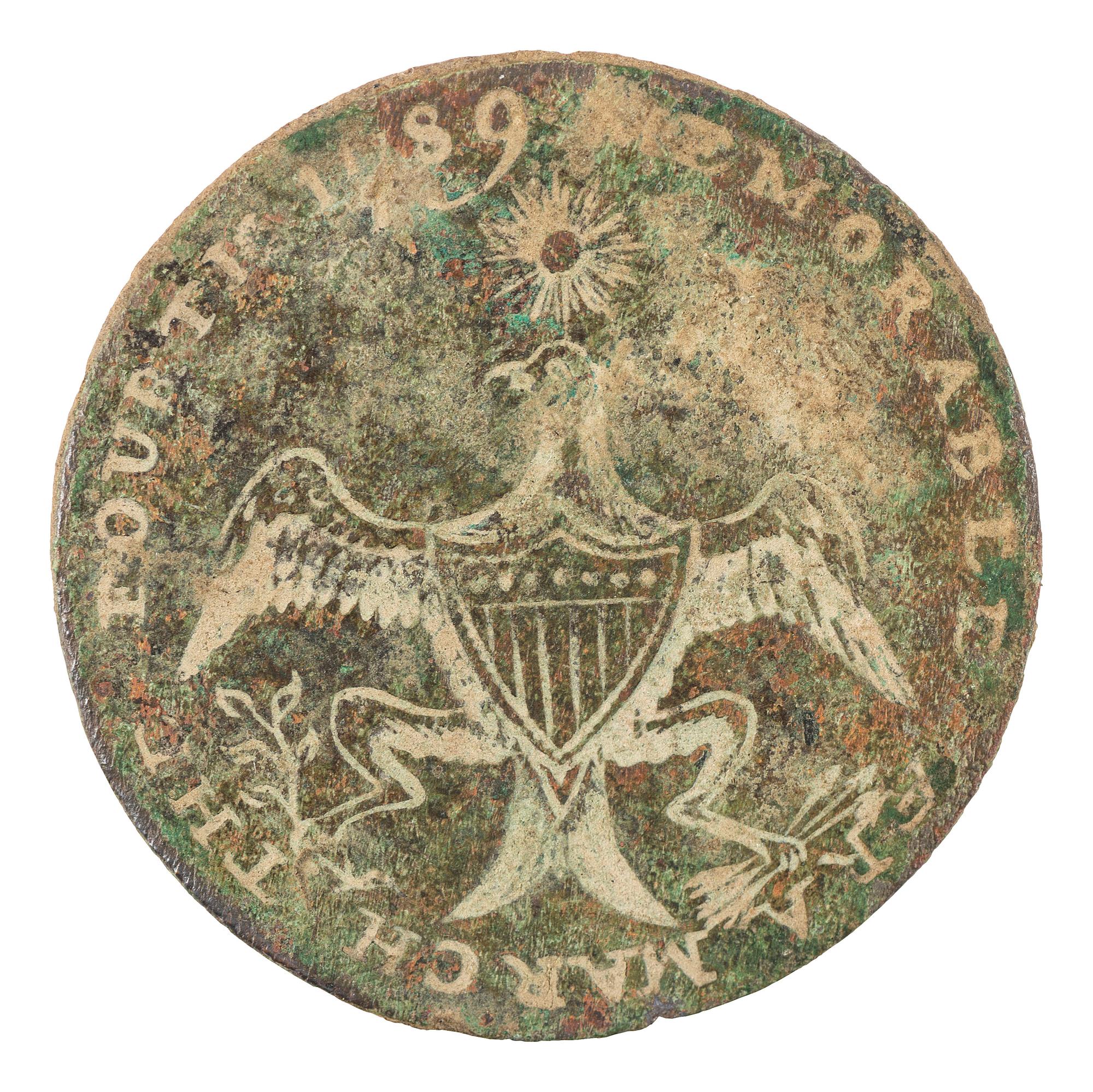 [WASHINGTON, George (1732-1799)]. Memorable Era , eagle with sun inaugural button. N.p., 1789.