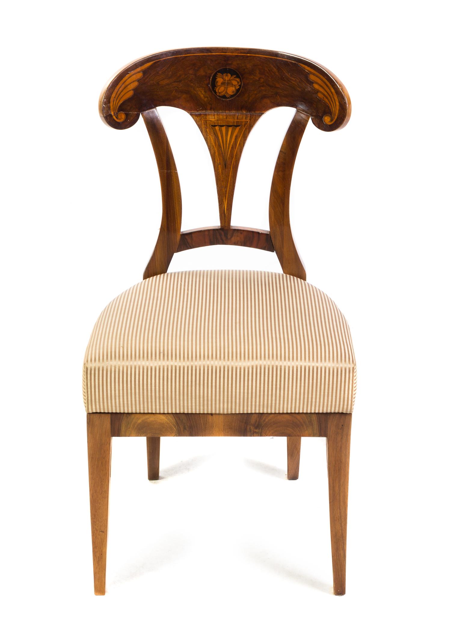 A Biedermeier Burlwood and Marquetry Side Chair Height 36 1/2 inches. — SECOND QUARTER 19TH CENTURY
