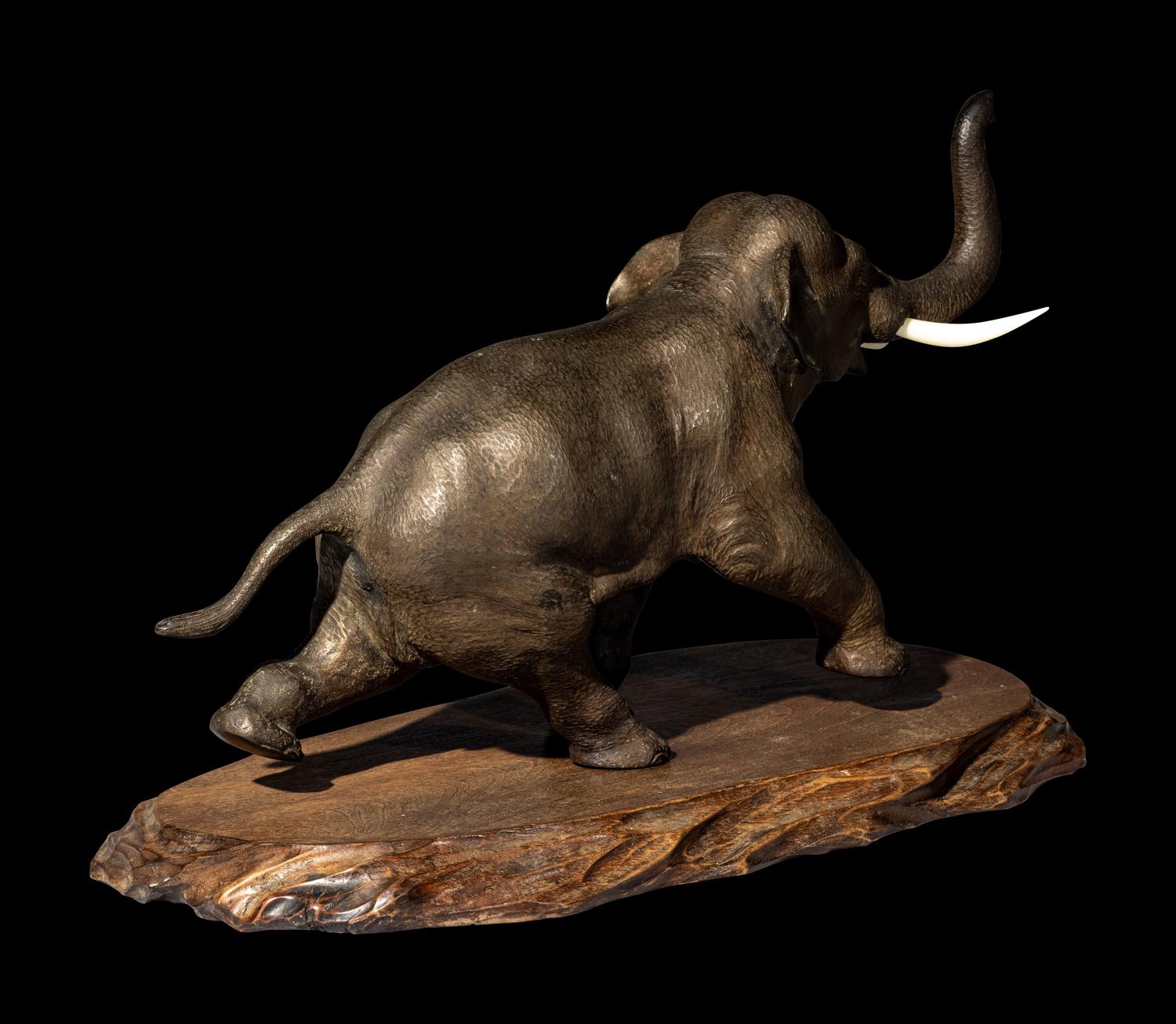 A Japanese Bronze Okimono of an Elephant