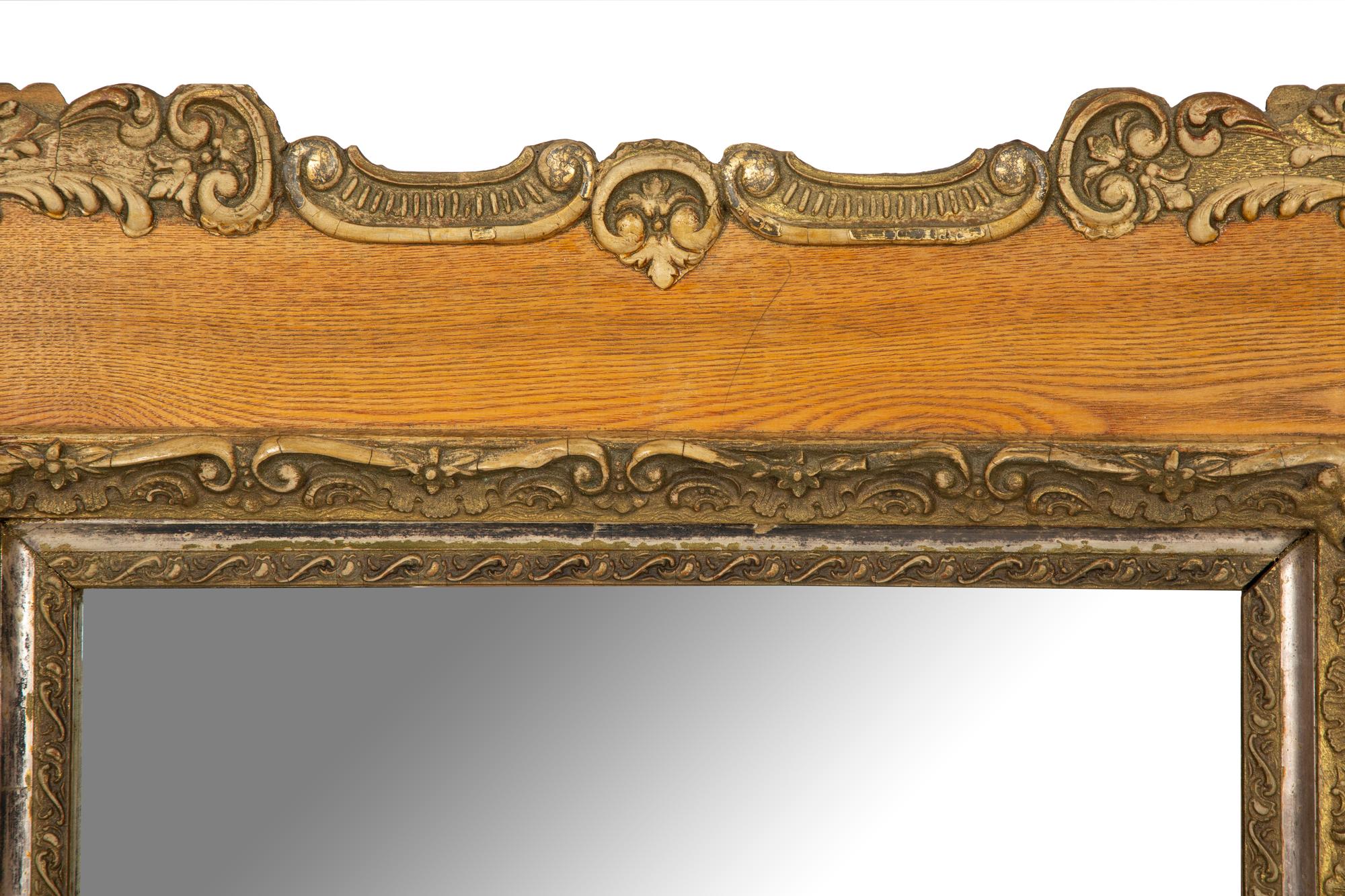 A French Carved and Painted Wood Mirror