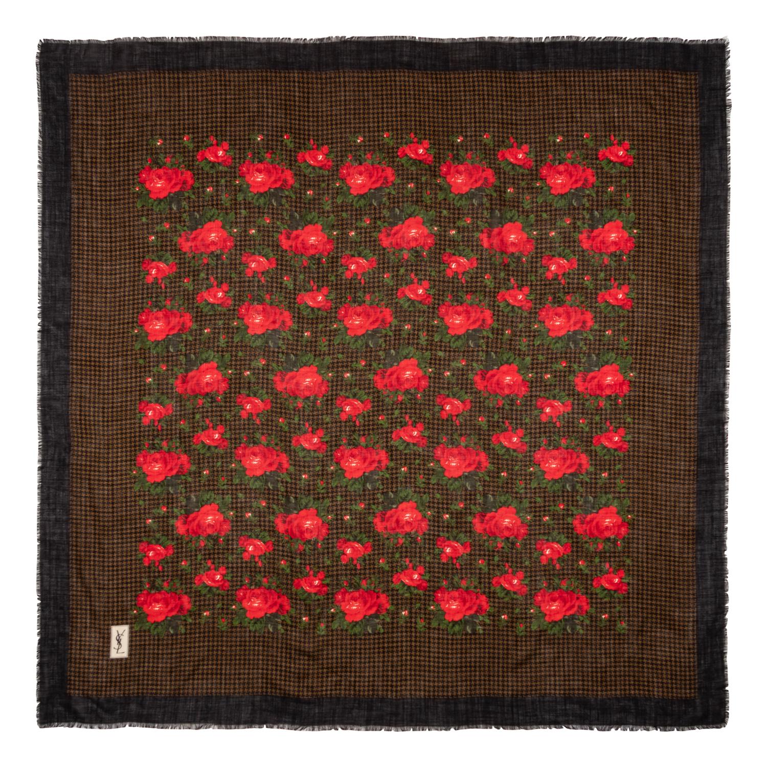 YVES SAINT LAURENT, TWO PRINTED WOOL SHAWLS