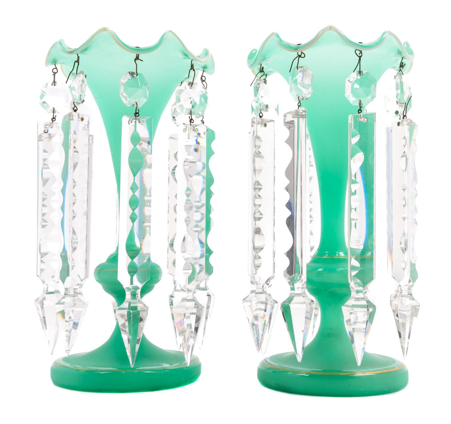 A Pair of Victorian Glass Girandoles Height 10 inches. — 19TH/20TH CENTURY