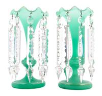 A Pair of Victorian Glass Girandoles Height 10 inches. — 19TH/20TH CENTURY