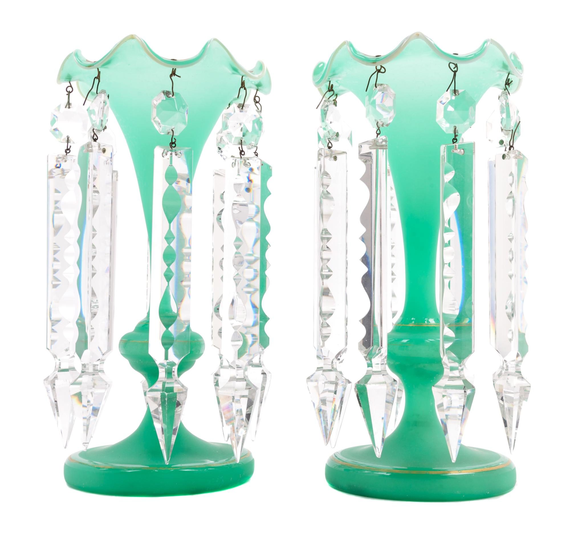 A Pair of Victorian Glass Girandoles Height 10 inches. — 19TH/20TH CENTURY