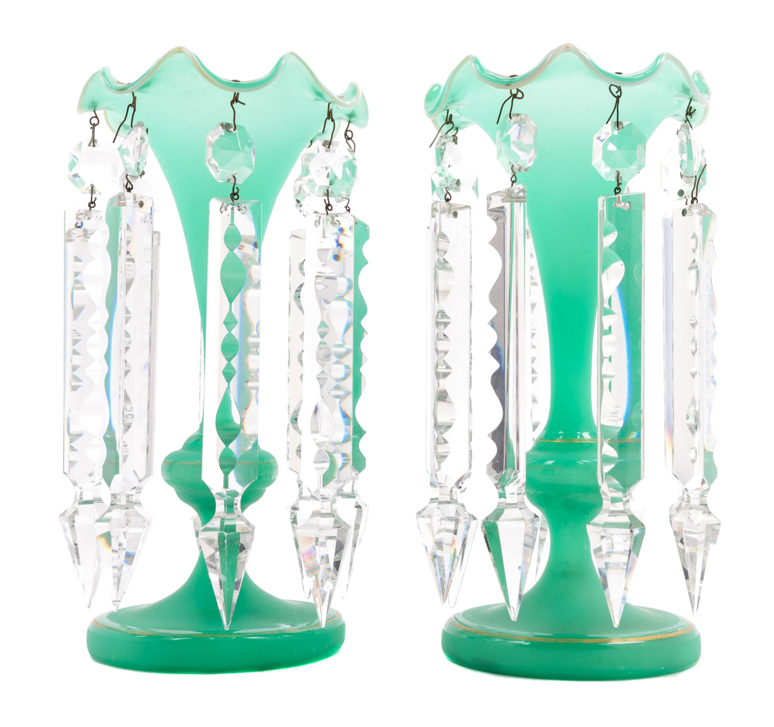 A Pair of Victorian Glass Girandoles Height 10 inches. — 19TH/20TH CENTURY
