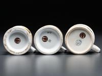 Three Porcelain Shaving Mugs Depicting Automobiles